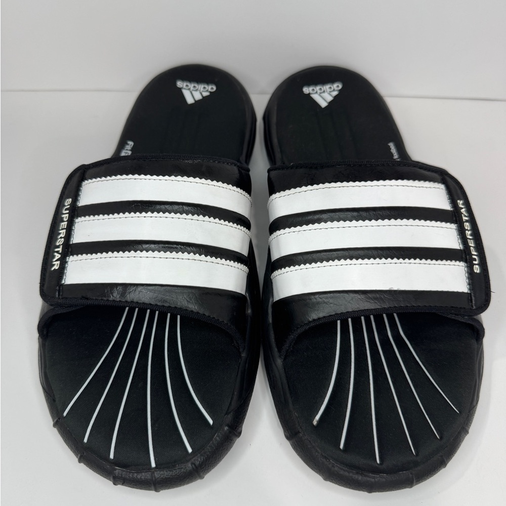Adidas Superstar slides Black and White Men. Comfort Sandals, size 9
